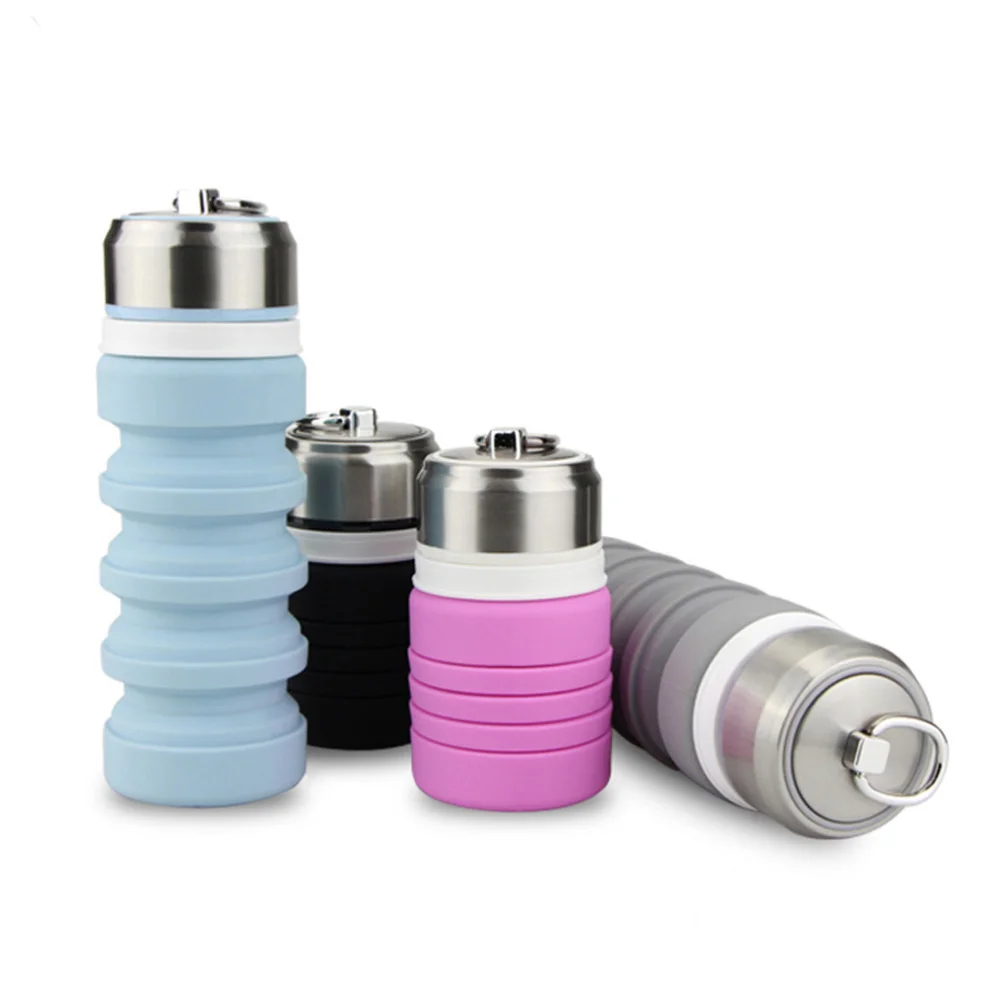 Бутылка для воды складной силикона без добавления бисфенола А Спорт на открытом