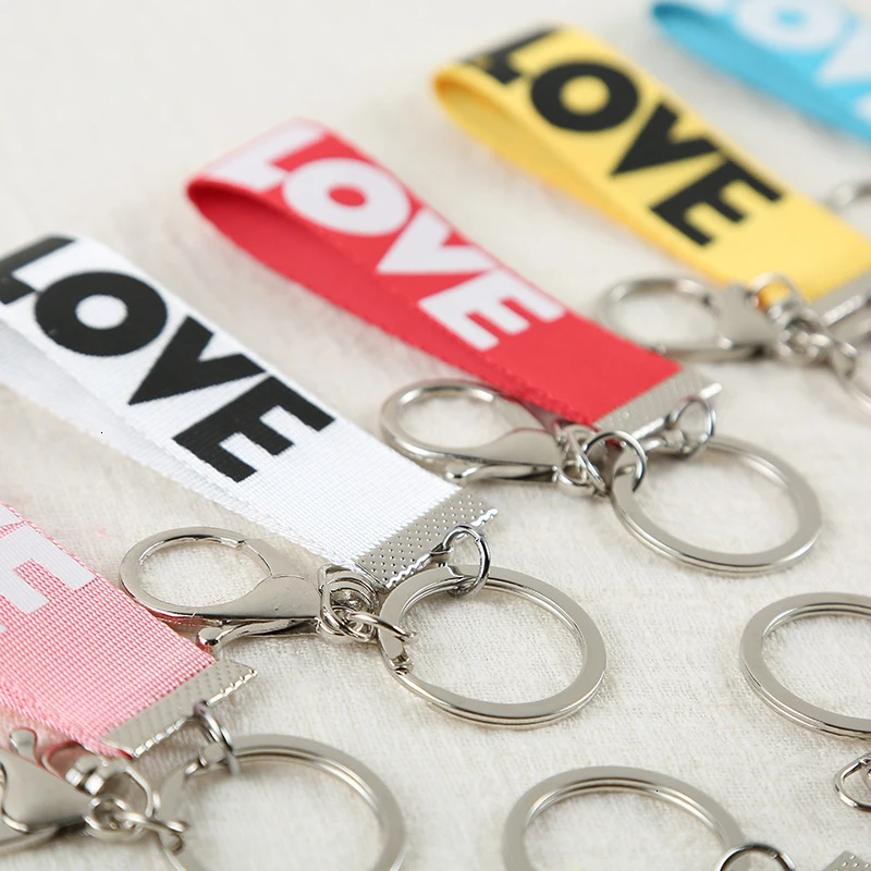 Мода и надписью LOVE для папы письмо нейлоновая лента брелки ключей женские