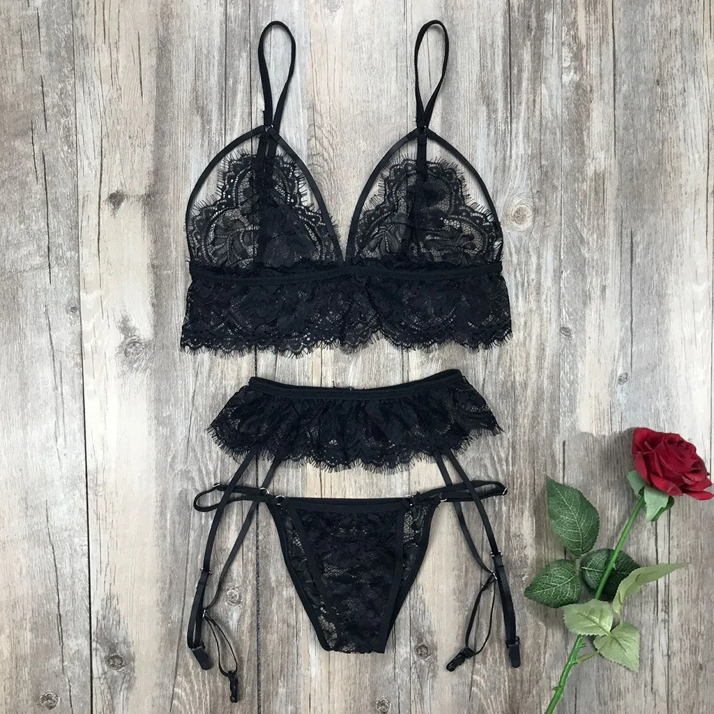 

Erotic Lingerie Femme Sexy Transparent Lace Underwear Nightwear Hollow Out Bra Briefs Lenceria Mujer Baby Doll Porno Sleepwear