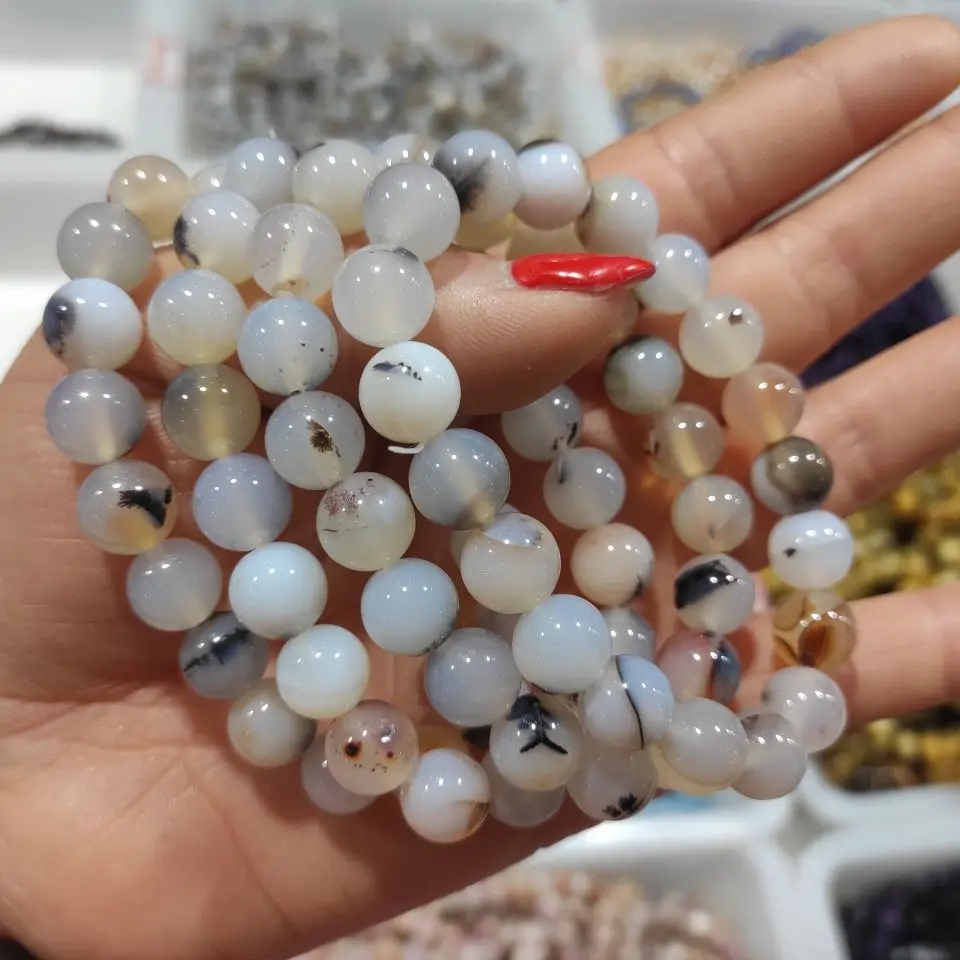 

Natural Black and white aquatic agate bracelet hand string lovers fashion crystal gift manufacturers