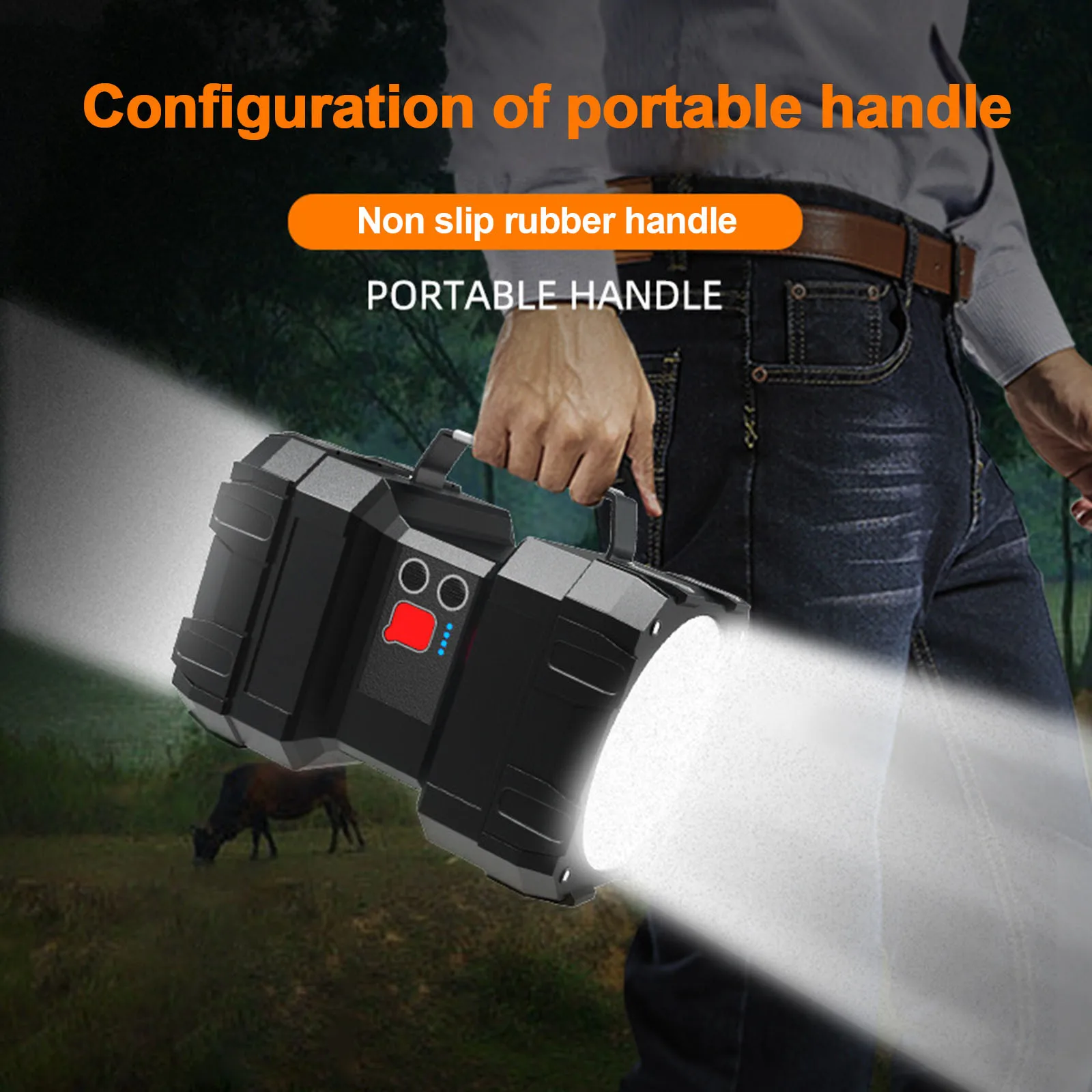 

Searchlight Led Powerful Searchlight Bright Waterproof Usb Lightdouble Head Searchlight Handheld Flashlight Outdoor Led Car Logo