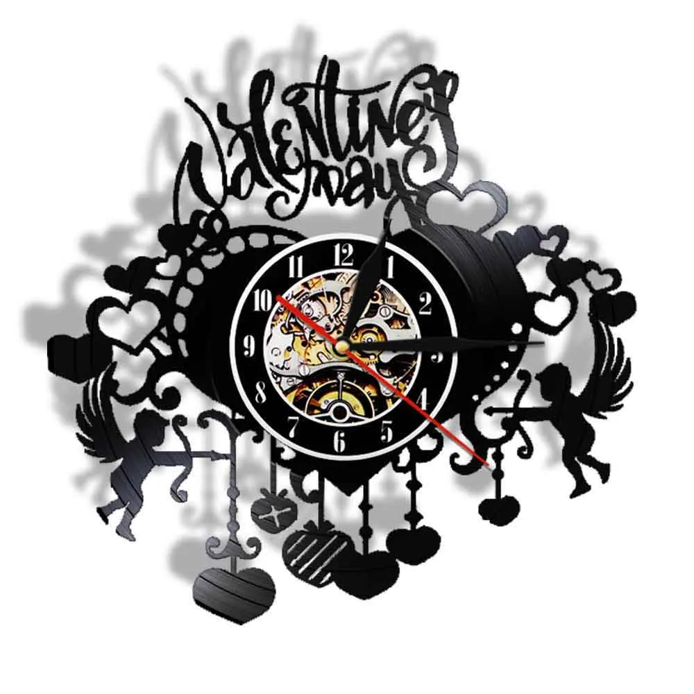 Светодиодный виниловый светильник на День святого Валентина настенные часы с
