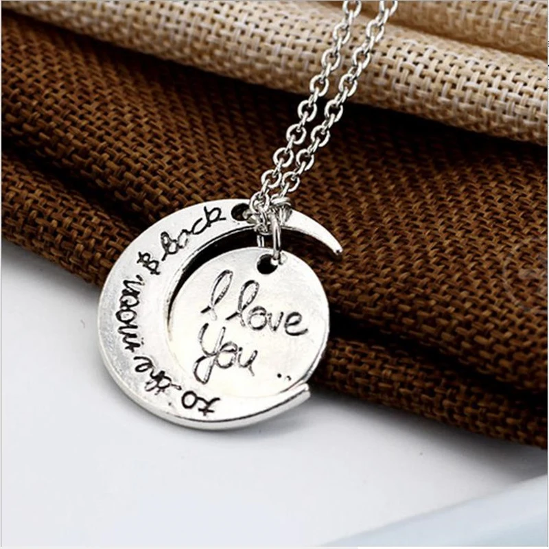 Подвеска в виде Солнца и Луны с надписью I LOVE YOU серебристого цвета золотистого