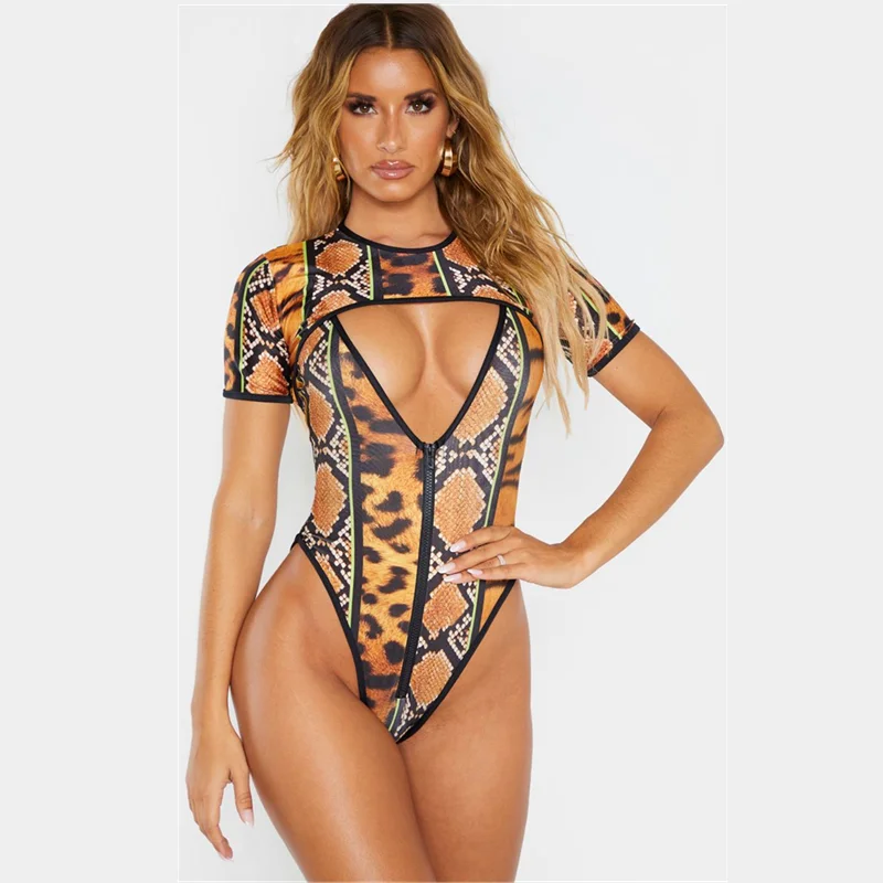 Женский слитный купальник с леопардовым принтом размеры до 5XL |