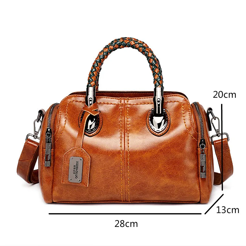 

YourSeason 2021 Fashion Ladies Shoulder Bags Oil Wax Leather Solid Color Women Crossbody Portable Handbag Large Capacity