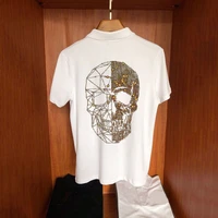 new 2021 design summer fashion t shirt for men 100 cotton breathable high quality hot drill skull polo golf