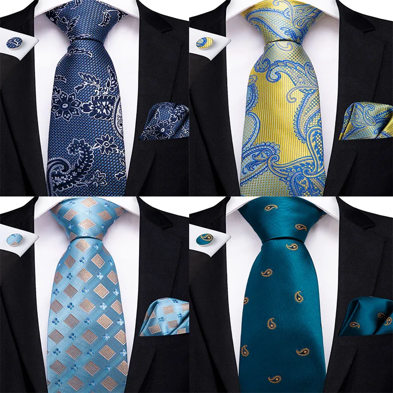 DiBanGu Дизайнерский Модный мужской галстук в синий горошек Шелковый Свадебный для