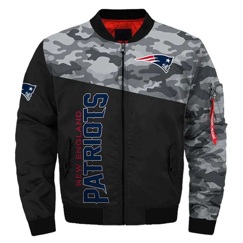 40101 New England Patriots bomber jacket Fashion men's winter coat - Цвет: 40101