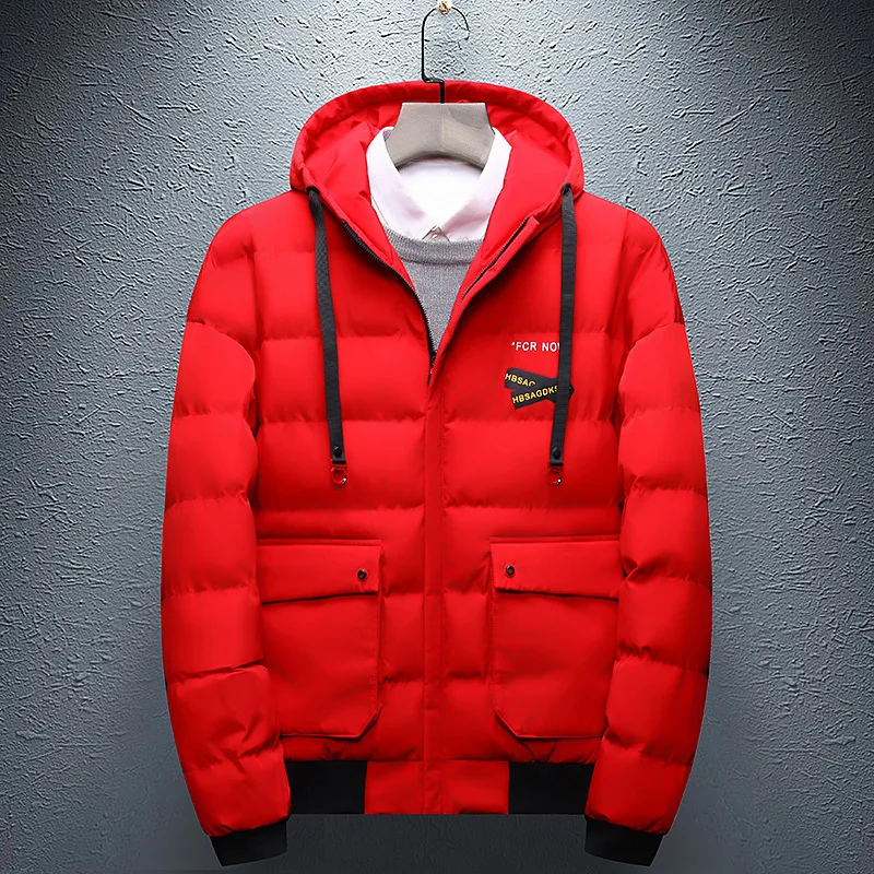 Winter Men's Even Cotton Cap Trend Solid Color Thickening Cotton-padded Clothes Male Leisure Time Youth Loose Coat Cotton-padded