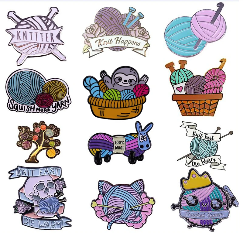 

Cute Crochet Yan Enamel Pin Knit Fast Die Cartoon Animals Warm Brooch Badge Knitting Enthusiast Flair Collect Jewelry Gift