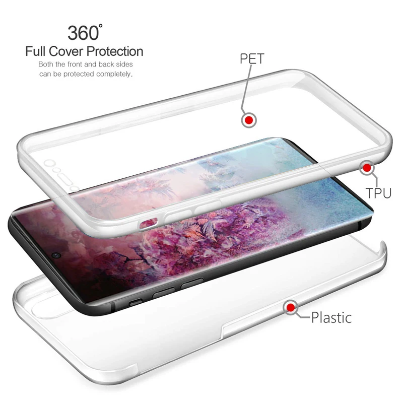 360 полный защитный чехол для samsung Note 10 Plus S10 S8 S9 A20E A70 A90 A50 A9 противоударный чехол Встроенный протектор экрана