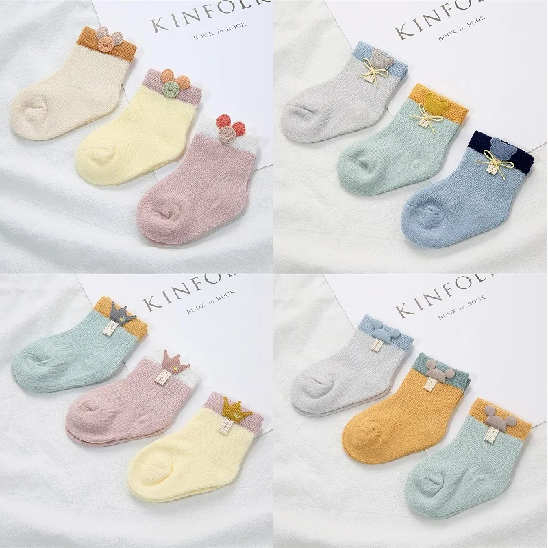 3 Pairs/Lot Newborn Socks Cute Cartoon Baby Socks Mesh Infant Cotton Socks Boneless Suture Socks Boys Girls Children Socks
