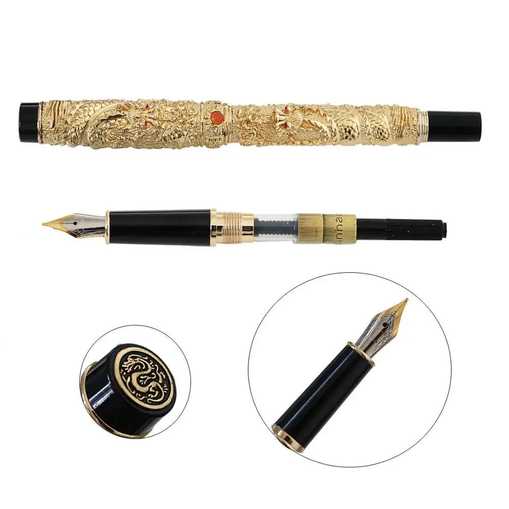 Роскошный Металлический перьевая ручка Jinhao винтажная чернильная авторучка Iraurita