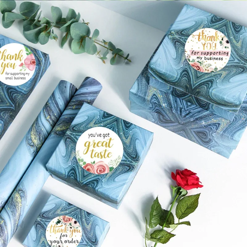 

Floral Thank You Stickers Round Paper Label Stickers for Christmas Gift Wedding Greeting Cards Business Packaging Stickers
