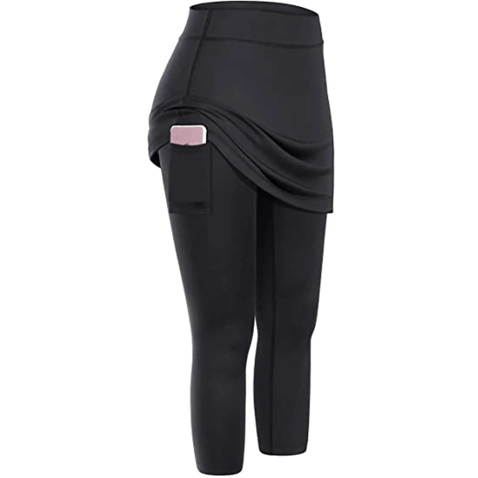 

Mesh Leggings Pants Printed Fitness 2021 Women Tennis Skirted Leggings Pockets Elastic Sports Yo-ga Capris Skirts Legging