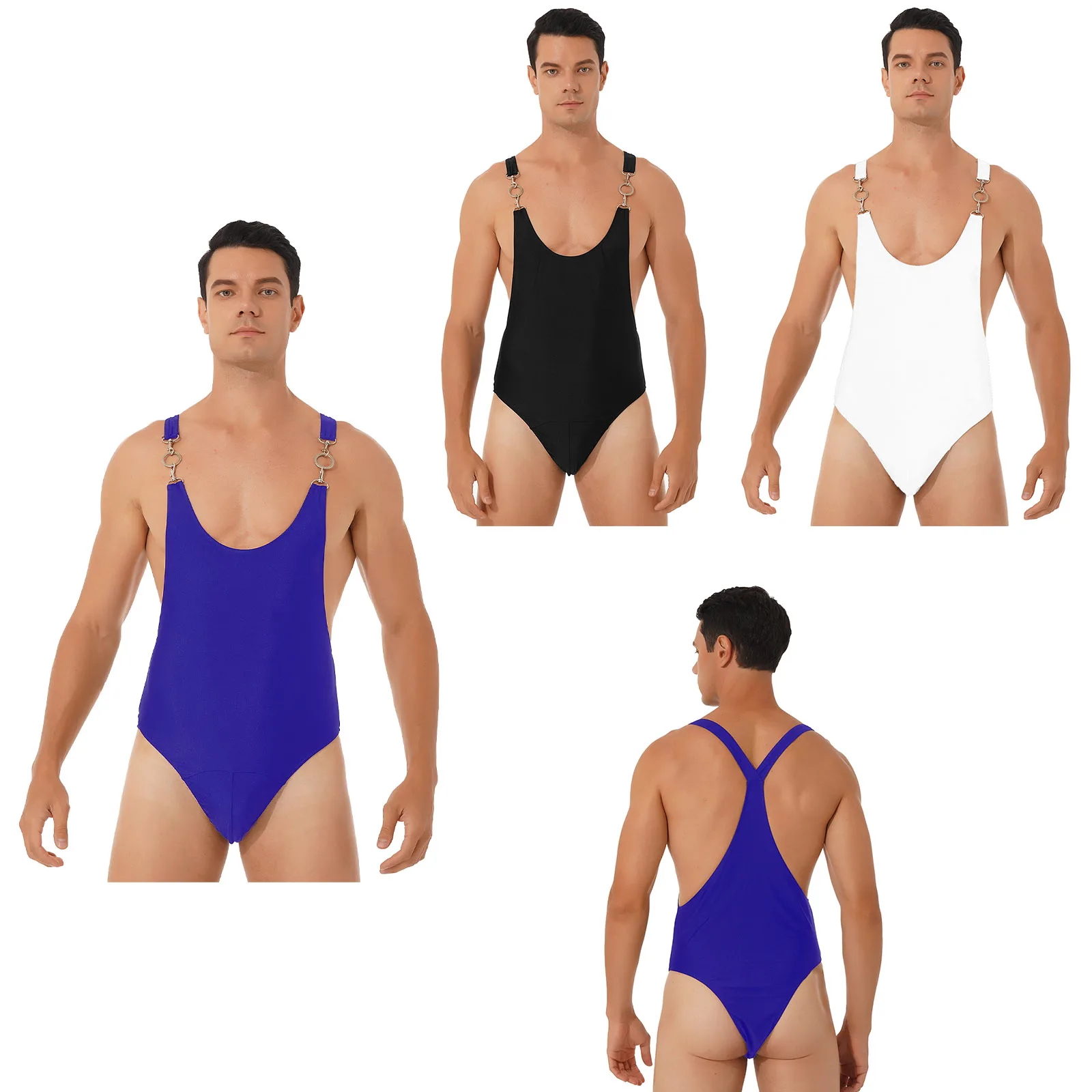 Мужской цельный костюм для борьбы боди с металлической пряжкой трико