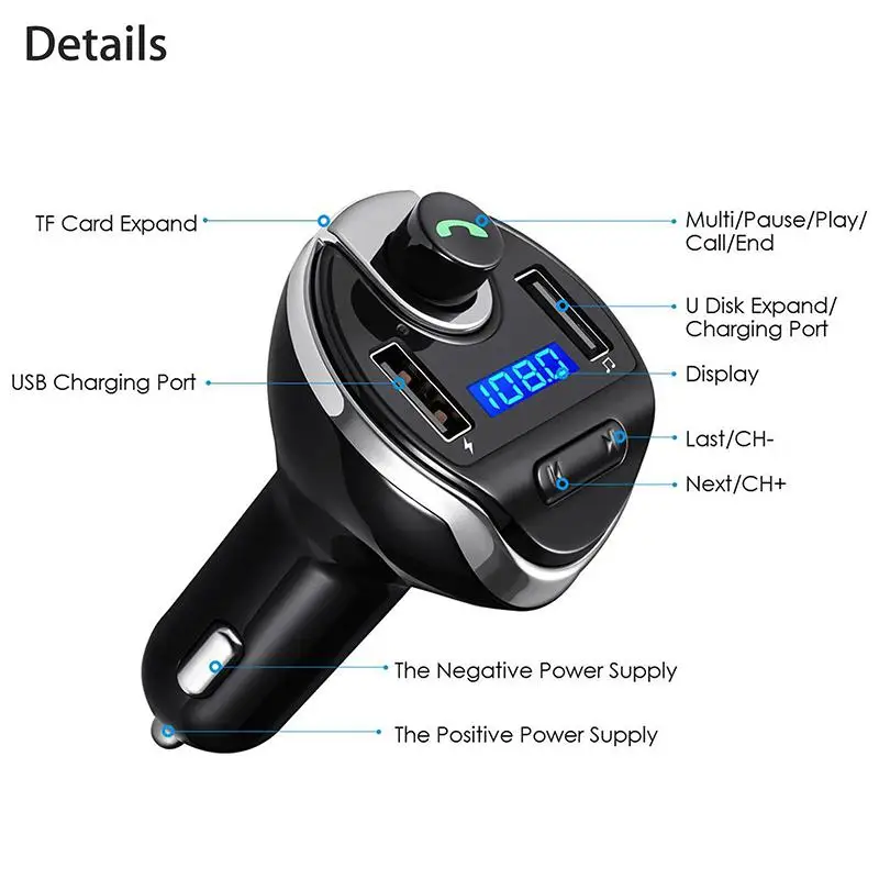 Bluetooth Car Kit FM Transmitter Wireless Radio Hands-free Adapter USB Charger Handsfree r60 | Электроника
