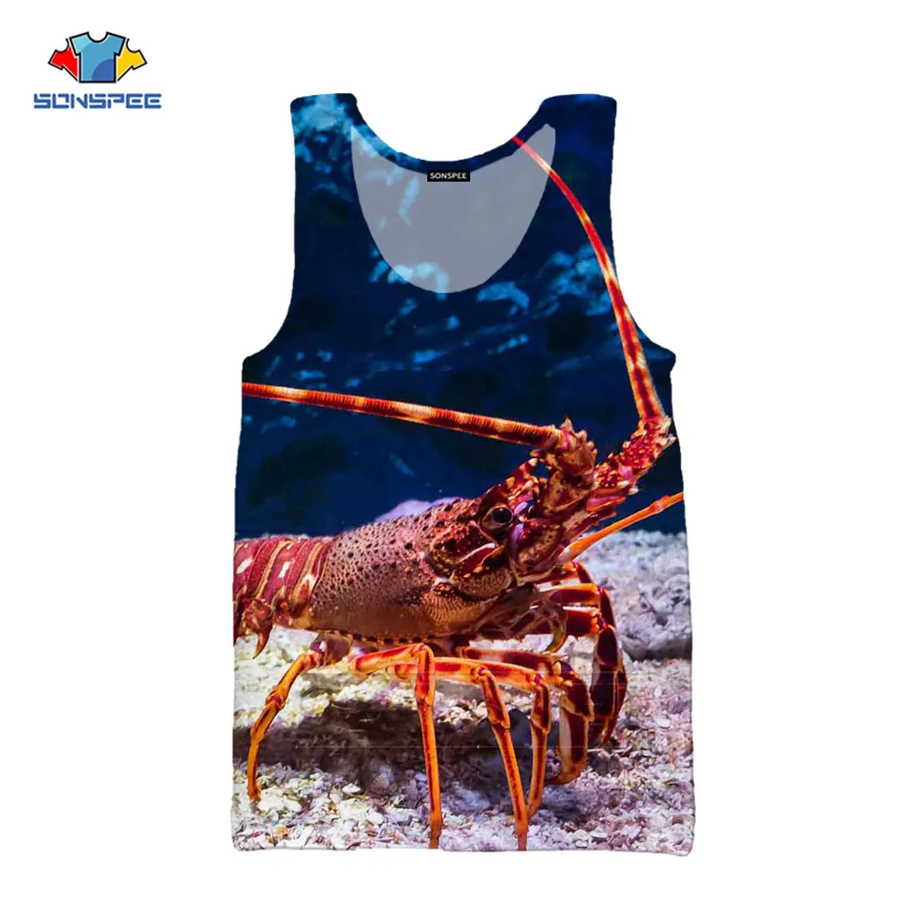 

SONSPEE 3D Print Vest Lobster Thin Section Loose and Comfortable Cute Especially Personality Fashion Harajuku Plus Size Vest