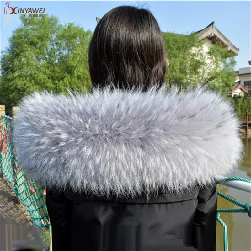 Natural Fur Collar 100% Real Raccoon Scarf For Men Women Children Parkas Coats Male Skins Necklaces Black 70 75 cm. |