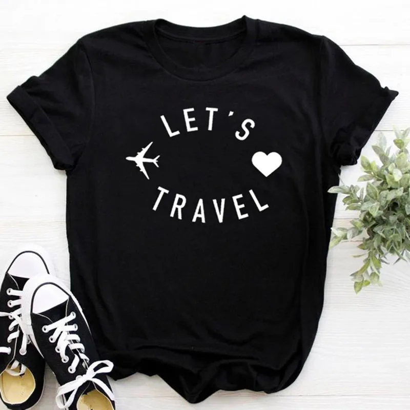 Let's travel женская футболка Повседневная забавная подарок для леди Юн топ хипстер