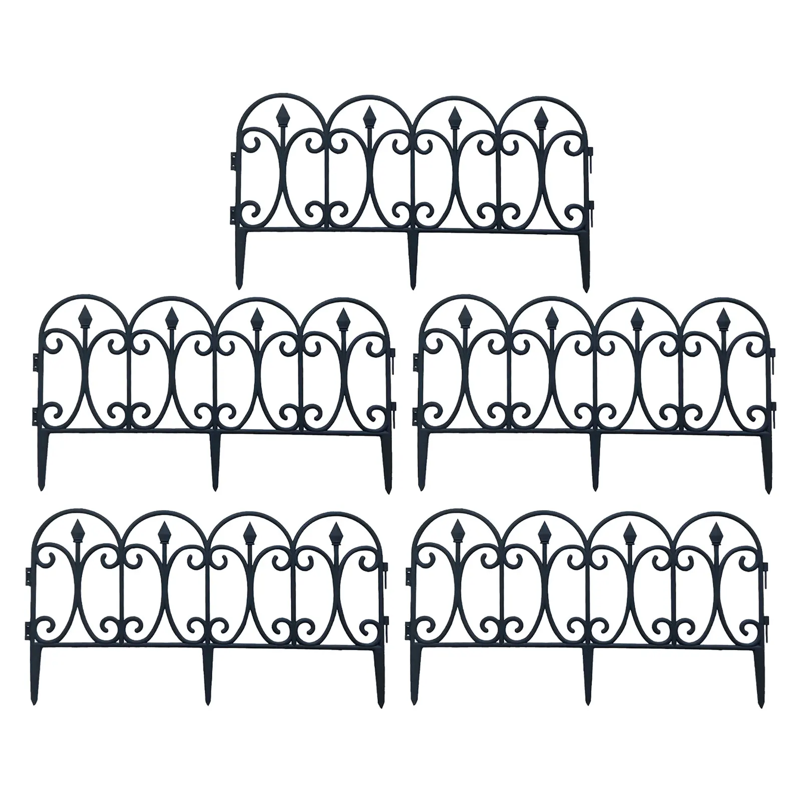 

5 Pcs Garden Border Edging Barriers Outdoor Splicing Fences Black 60 33cm