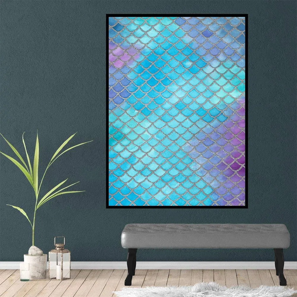

Mermaid Magic Painting Print on Canvas Wall Art Modern Bathroom Bedroom Decoration Canvas Art