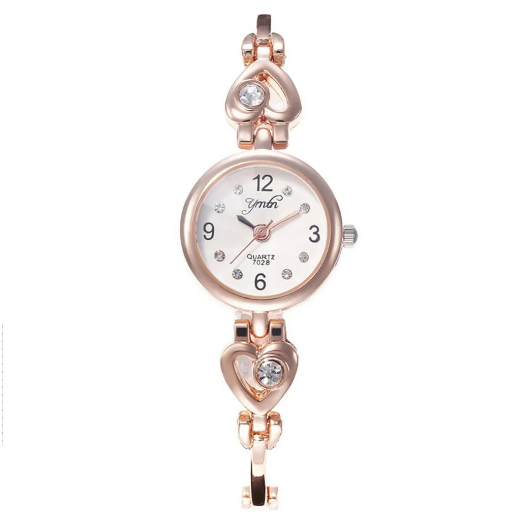 Повседневные женские часы браслет розовое золото серебро кристалл сердце