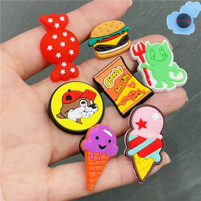 

Wholesale 50pcs PVC Ice Cream Yummy Food Shoes Accessories Shoe Decorations Fit Children Croc Jibz Charm Backpack