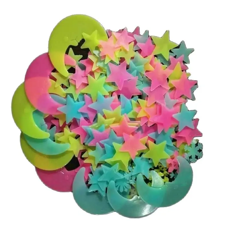 3D звезды светится в темноте мульти Цветной Пластик люминесцентные настенные