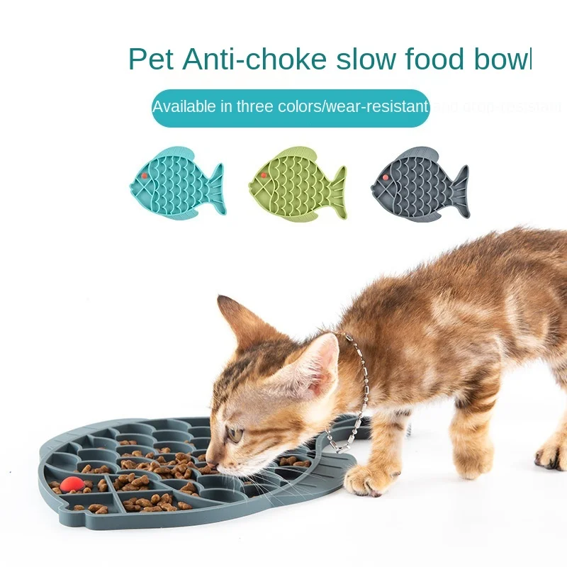 

Силиконовые настольные миски для медленного кормления кошек, портативные настольные миски-головоломки, тарелки, контейнер для еды с защито...