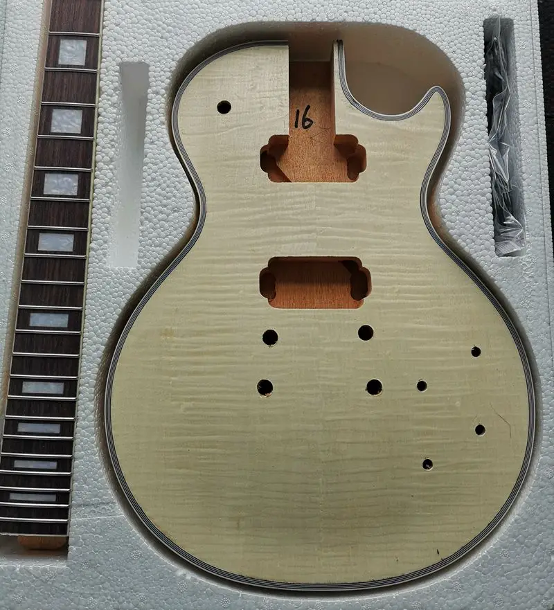 DIY LP стиль Электрический Guita Пламя клен Veneerr+ красное дерево Okoume средства ухода за кожей шеи палисандр гриф