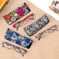 new fashion print flower reading glasses ultra light resin magnifying eyeglasses with pouch 1 004 0 diopter