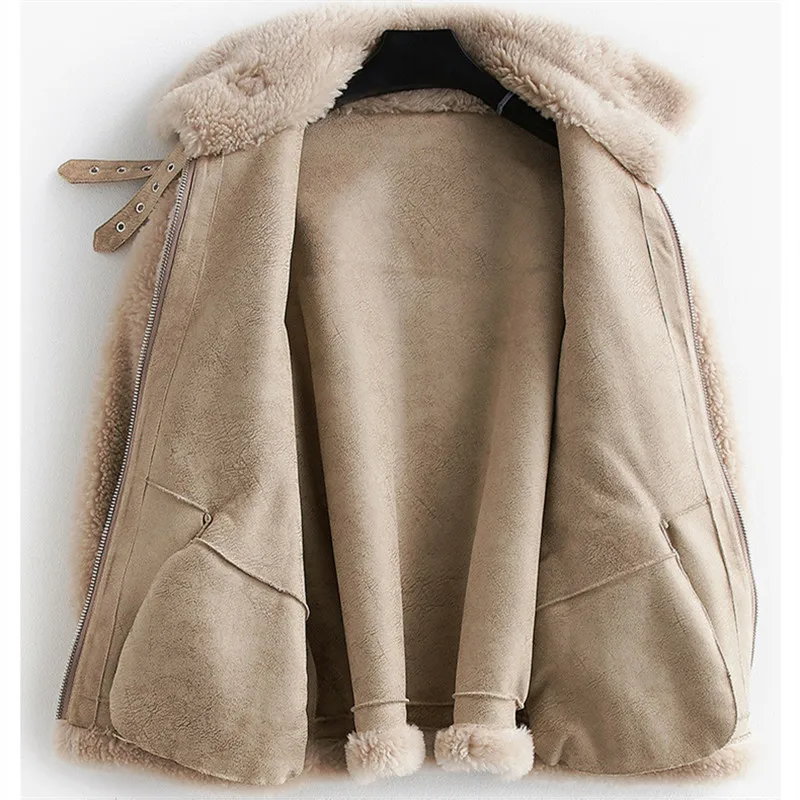 Новое зимнее женское кашемировое меховое пальто на молнии модное плотное теплое