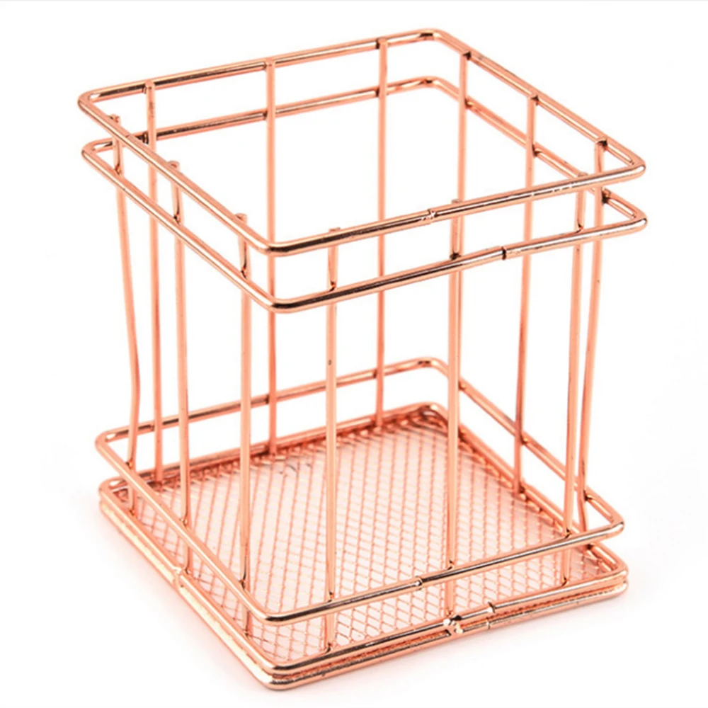 square Полка из розового золота, для ванной, металлическая корзина из проволоки, косметический Органайзер, держатель для дома, офиса, туалетных принадлежностей, коллекция в скандинавском стиле - Цвет: square