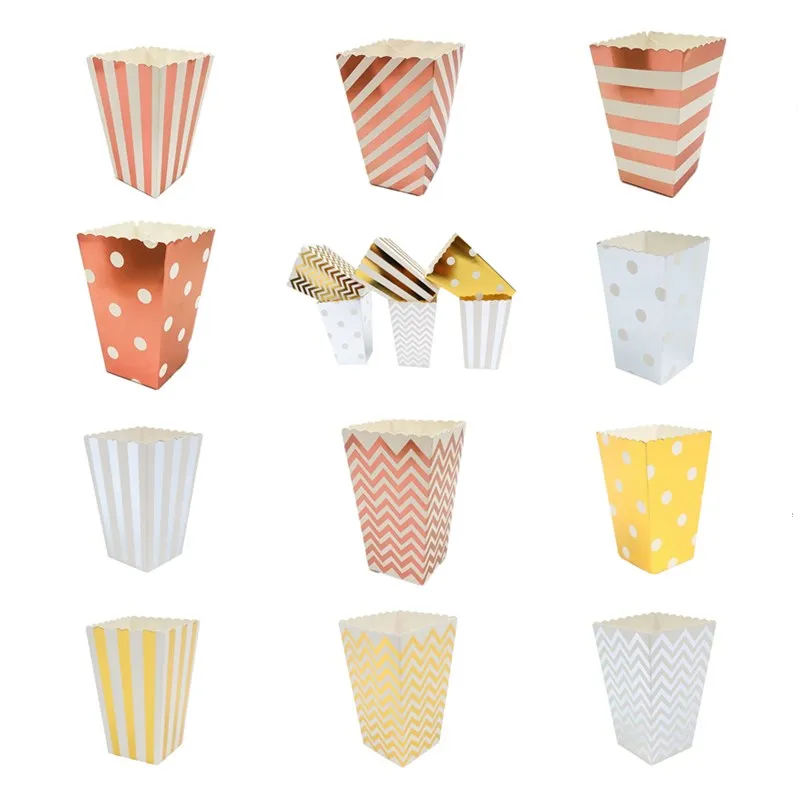 6 шт. розовое золото серебро попкорн коробки сумки Детские для вечеринки