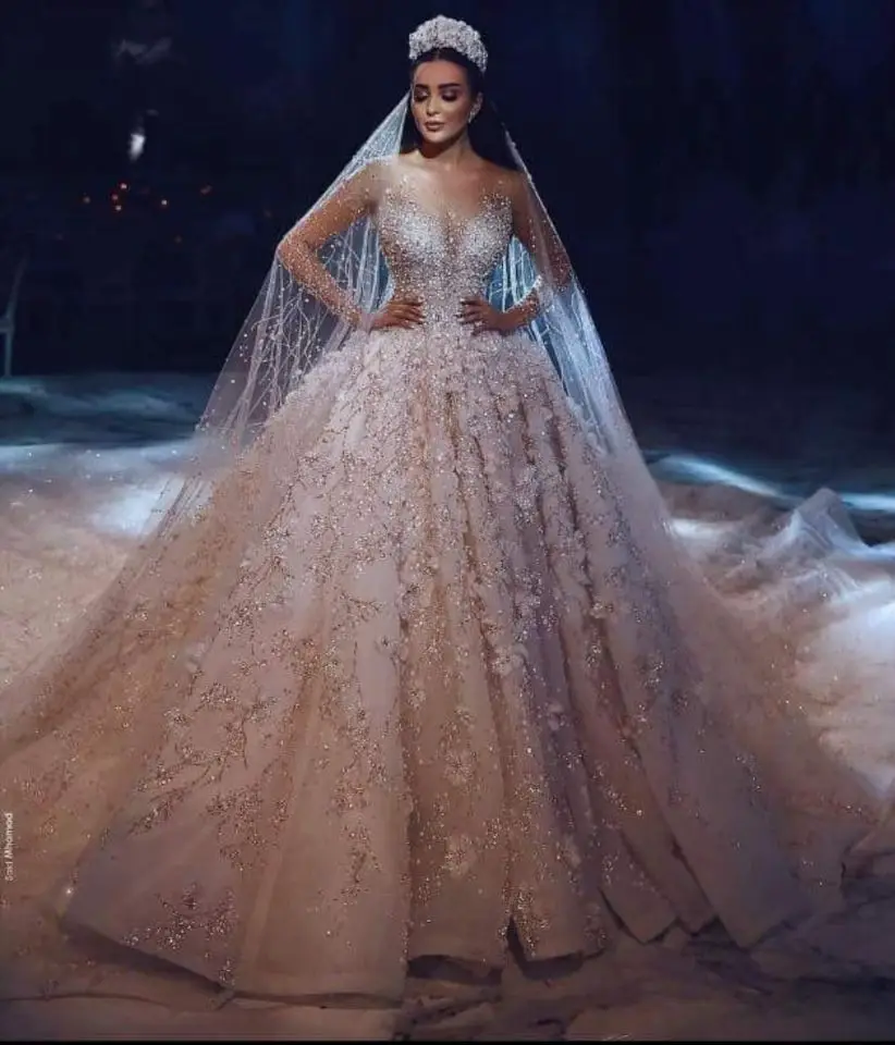

Женское свадебное платье It's yiiya, белое кружевное платье с длинными рукавами, аппликацией и кристаллами на лето 2019