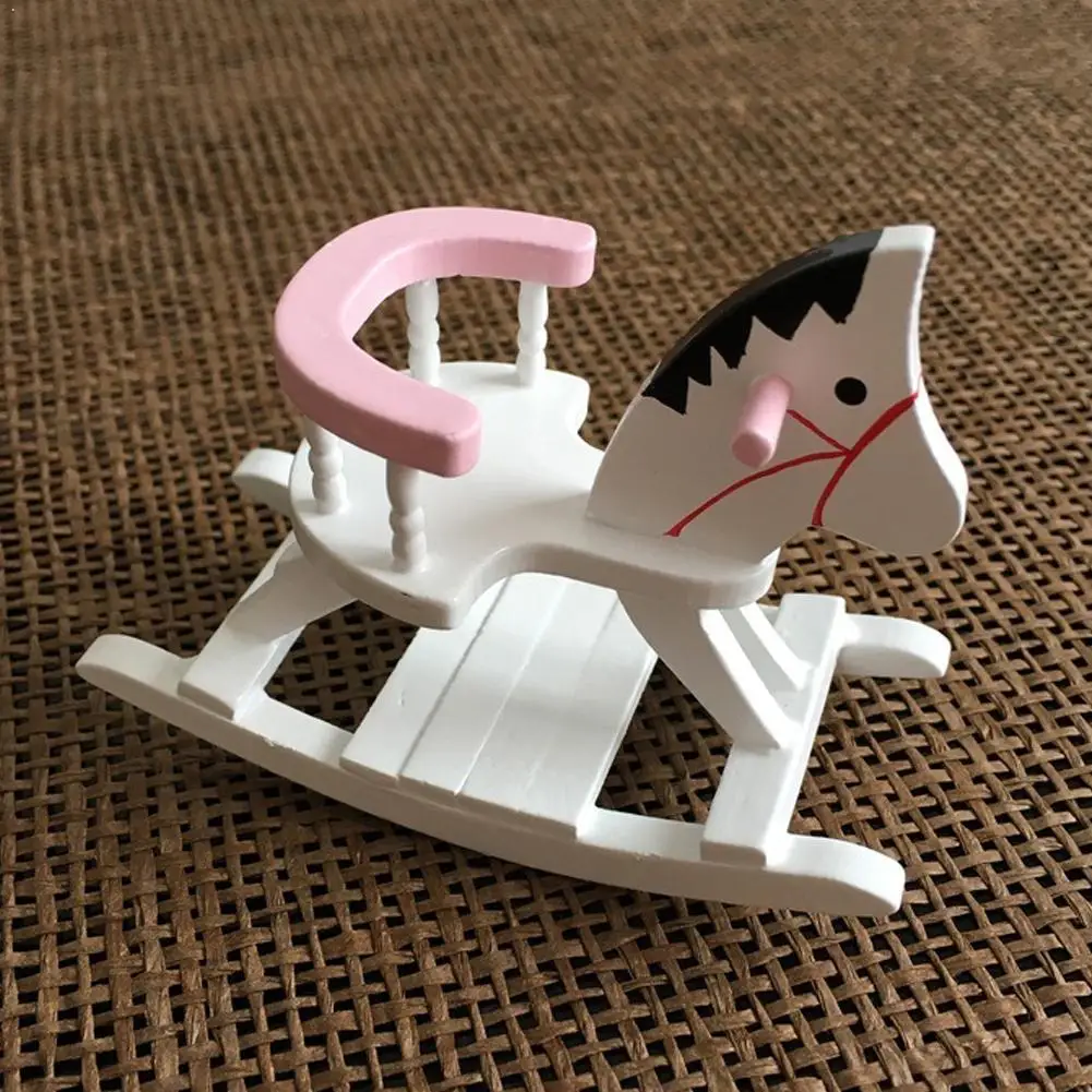 1/12 кукольный домик миниатюрный деревянный стульчик-качалка лошадка комната дом