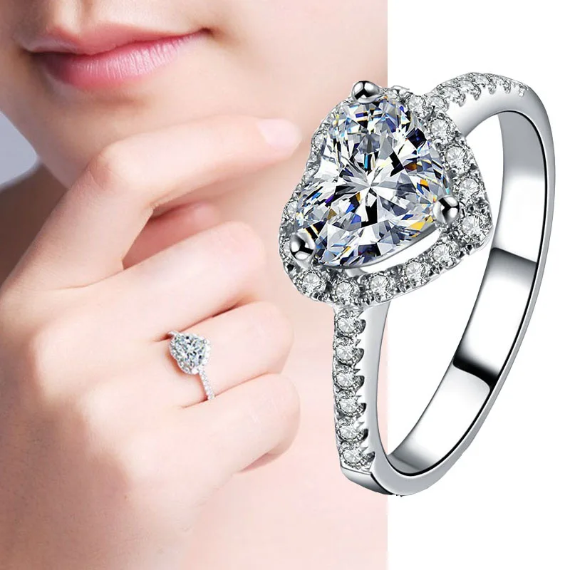 

LOVANS Chic Women Rings Heart Bridal Jewelry Crystal Stone Elegant Rings Accessories Mujer Ring Party Wedding Engagement
