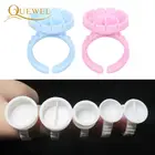Quewel одноразовые реснички клей кольцо 100 шт клейкий держатель палитра объем вентиляторы ресницы удлинительные кольца контейнер оптовая продажа