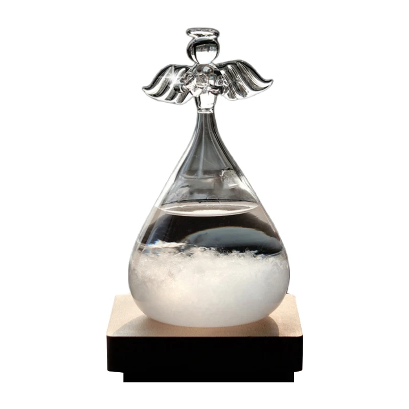 Стеклянный барометр Angel Storm прогноз погоды в бутылке с деревянной основой на