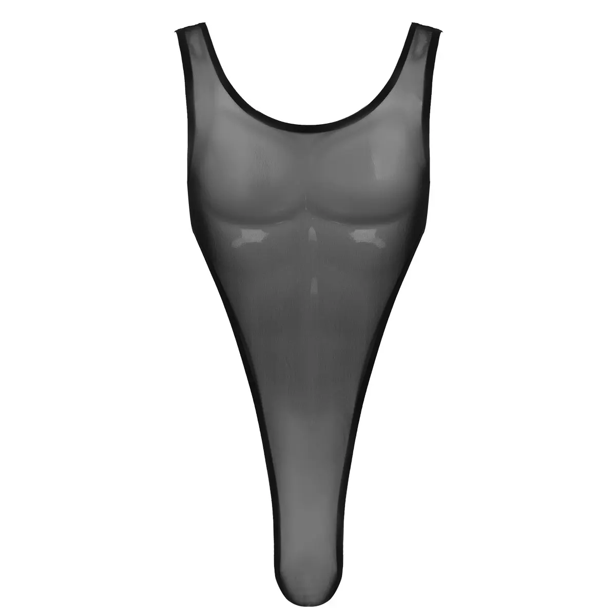 

Fetish Gay Mens See Through Sheer Mesh Lingerie Tank Wrestling Singlet Bodysuit Deep U Neck Sleeveless High Cut Leotard Jumpsuit