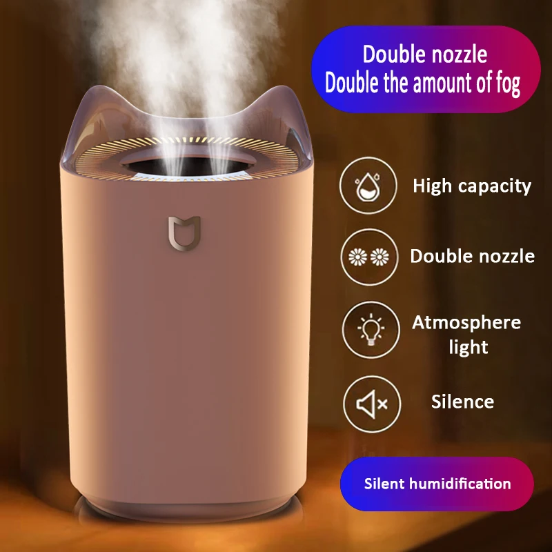 3L Ultra-large Capacity USB Humidifier Desktop Home Creative Mute Anti-dry Dual Nozzles For Humidification And Mist Quiet Work