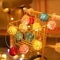 2 5m rattan balls led lights string battery christmas garland holiday lighting light for home new year party room decoration