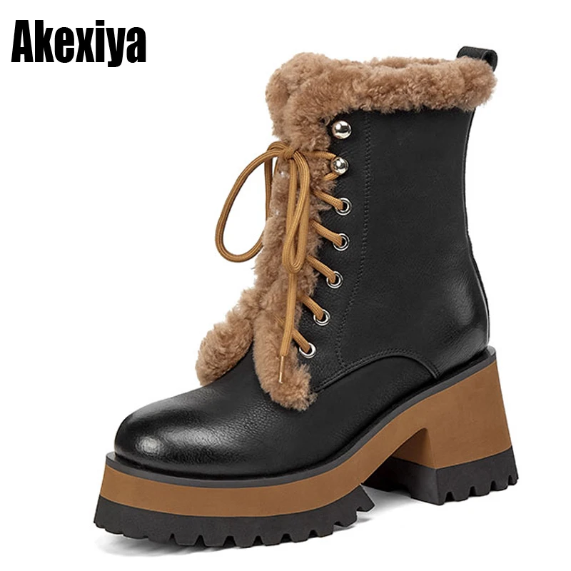 

Winter Ankle Boots Women Luxury Ankle Boots High Heels Botas Mujer Genuine Leather Shoes Women Fashion Ladies Shoes BC2595