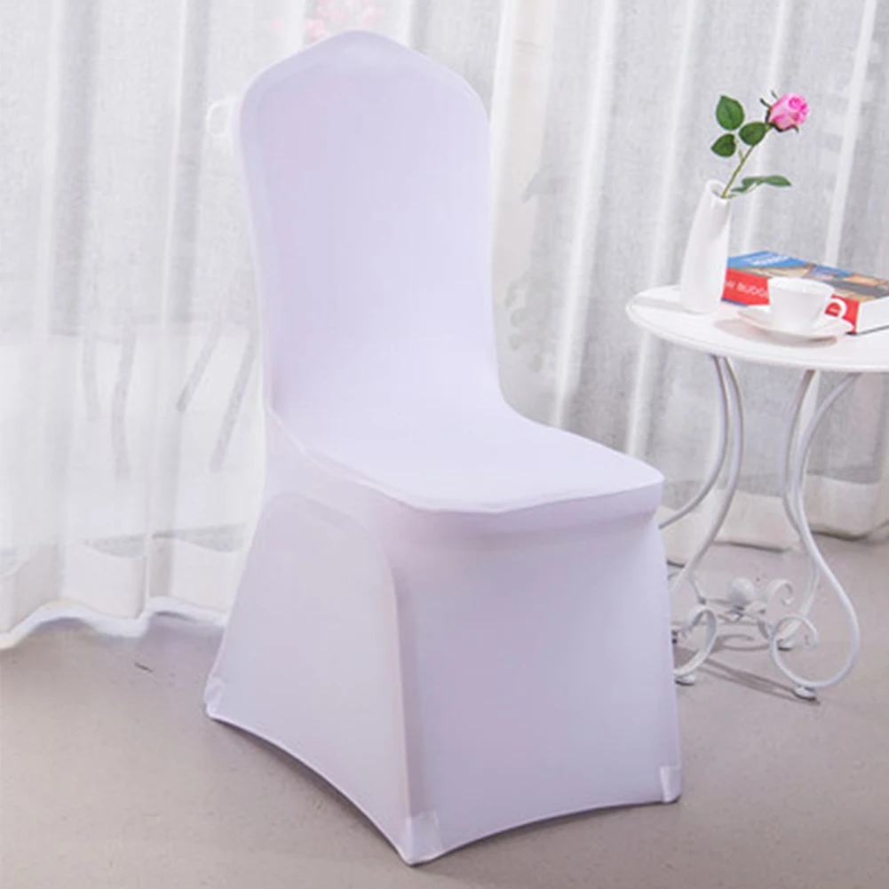

Solid Color Chair Cover Spandex Stretch Elastic Slipcovers Chair Covers White For Dining Room Kitchen Wedding Banquet Hotel