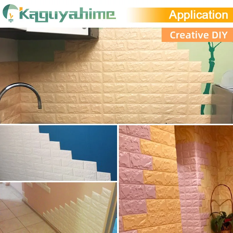 

Kaguyahime 3D Wallpaper Brick DIY Stickers Self-Adhesive TV Backdrop Decor For Kids Room Kitchen Waterproof Wall Decor Sticker