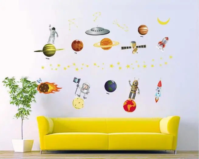 

Space Removable Wall Stickers Eco Waterproof Bathroom Bedroom Living Room Kids Room Decorative Stickers