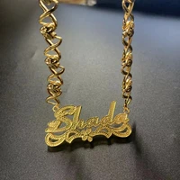 customized name xoxo necklace personalize 3d double layer gold plated nameplate copper necklaces custom name necklace women gift