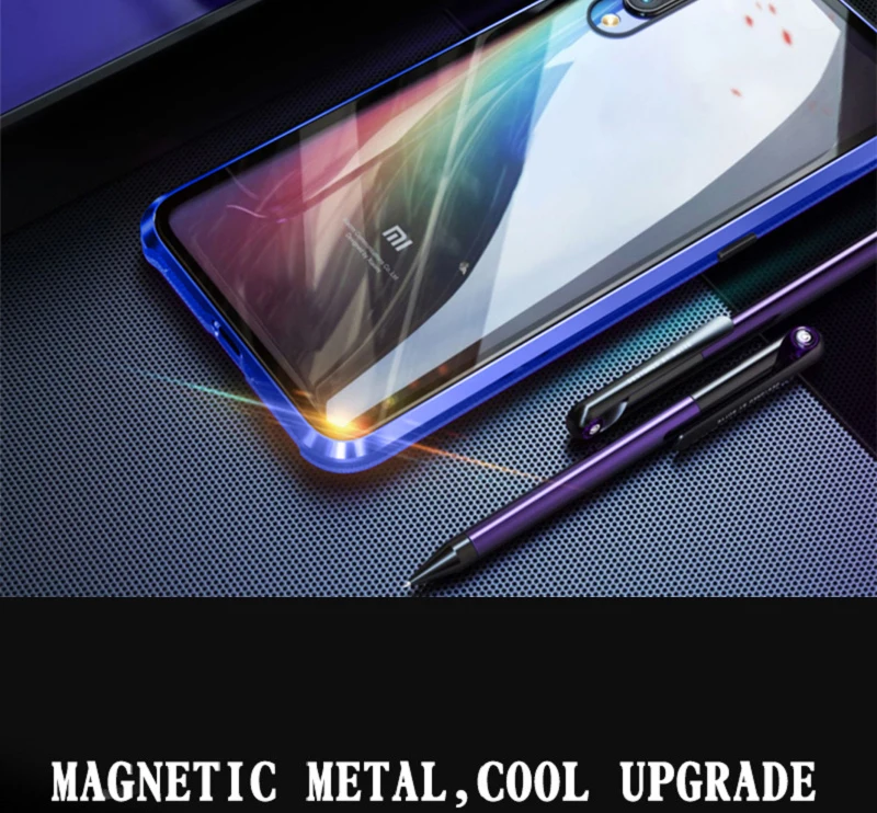 Двухстороннее закаленное стекло для Xiaomi Redmi Note 7 Note7Pro магнитное поглощение 360 чехлы для телефонов металлическая откидная задняя крышка Note7 Pro