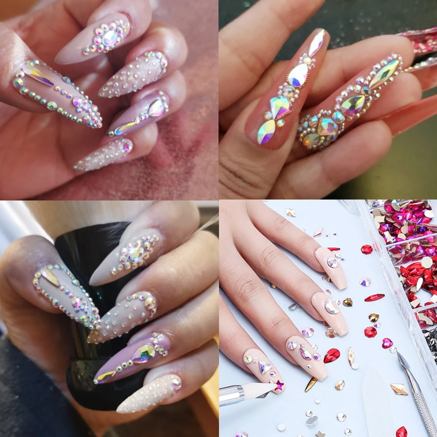 

21 grid 600/2500pcs Crystal AB Rhinestone,1000pcs nail rhinestones box nail jewelry charms nail supplies for professionals
